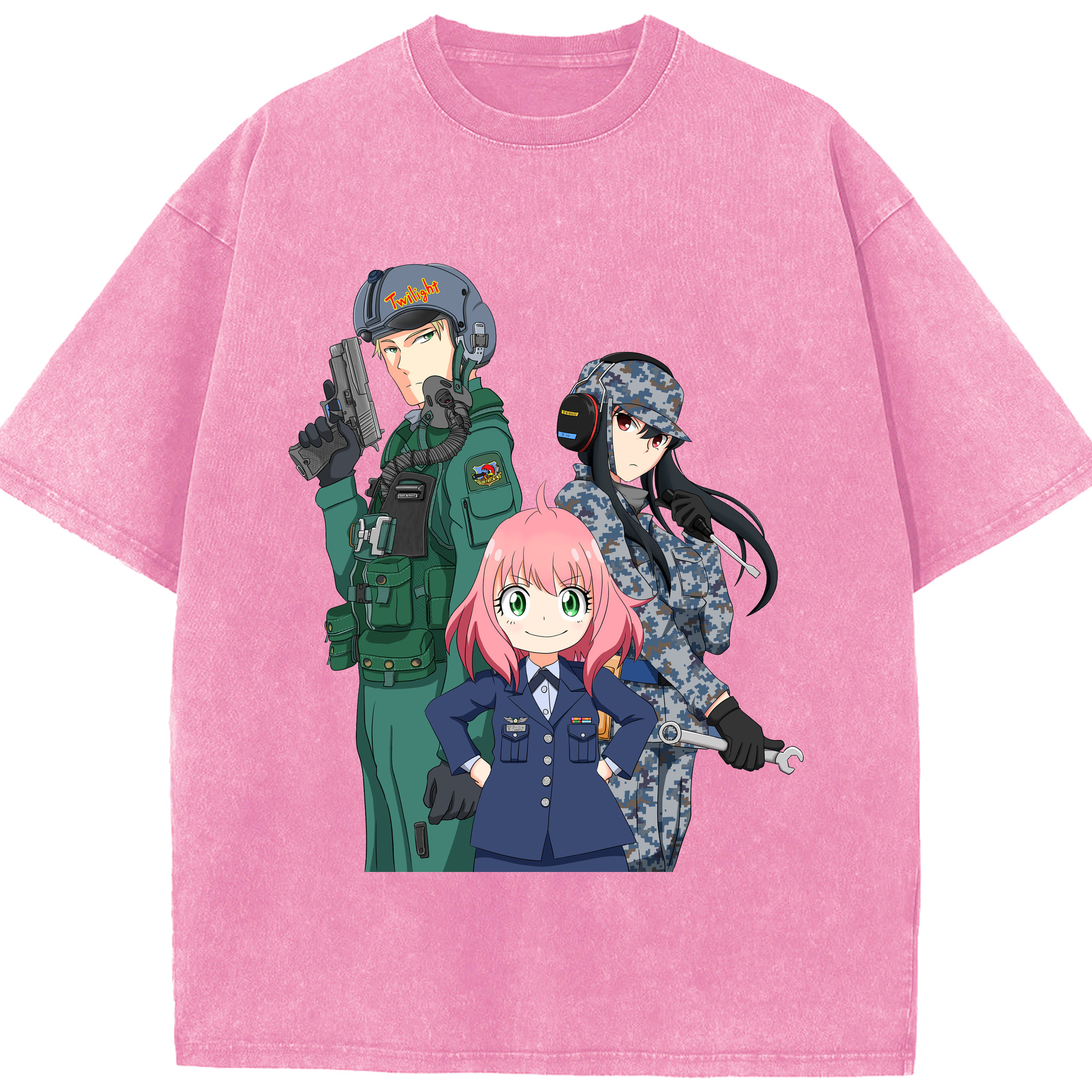 （画像用） SPY×FAMILY间谍家家酒 綿100% ヴィンテージ風 半袖Tシャツ（フロントプリント）
